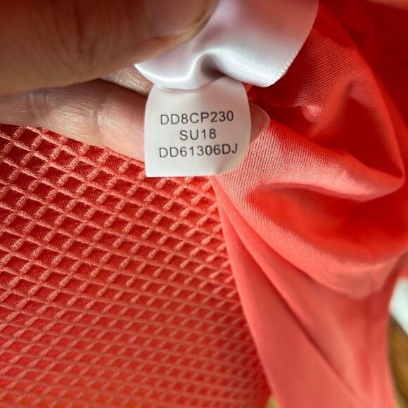 DKNY Womens A Line Sleeveless Waffle Mini Dress Pleated Coral Size 14 NWT - Picture 12 of 13